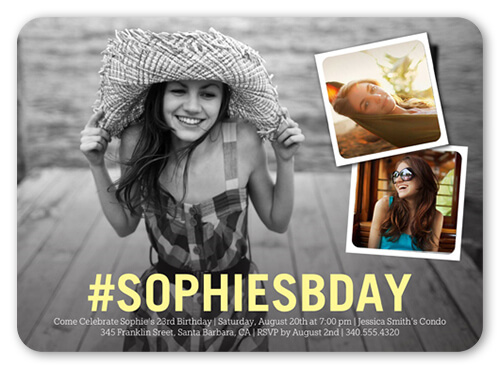 21st birthday party invitation with hashtag