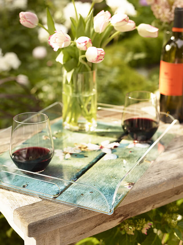 custom birthday wine glasses with tray