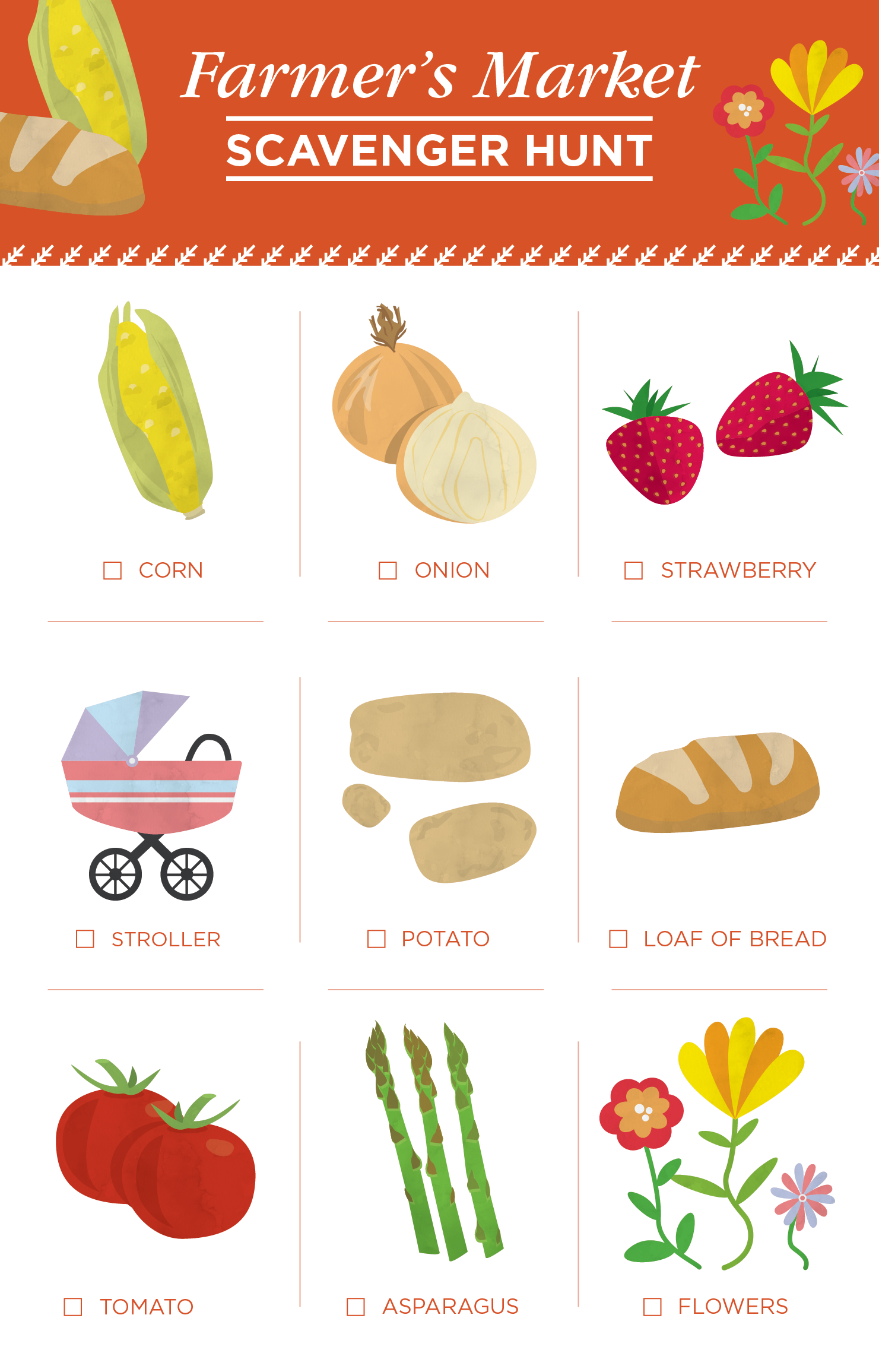 Farmer's market scavenger hunt