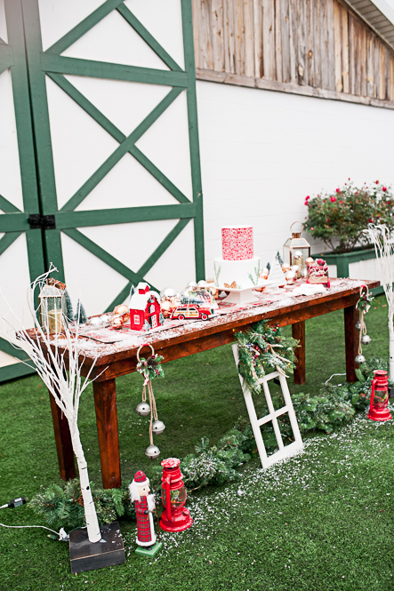 dessert bar at rustic holiday party