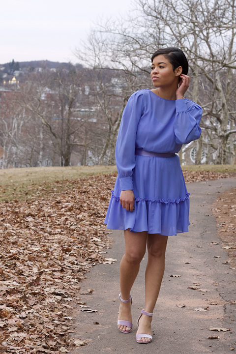 graduation outfit ideas ruffle hem dress