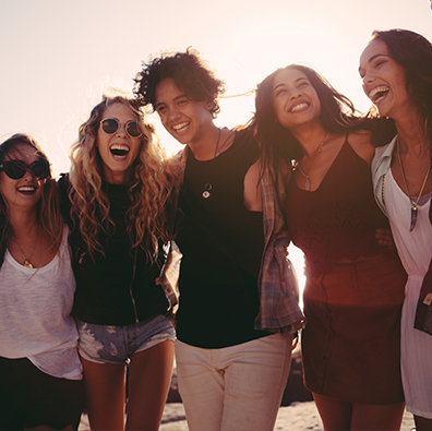 young group smiling during 18th birthday party