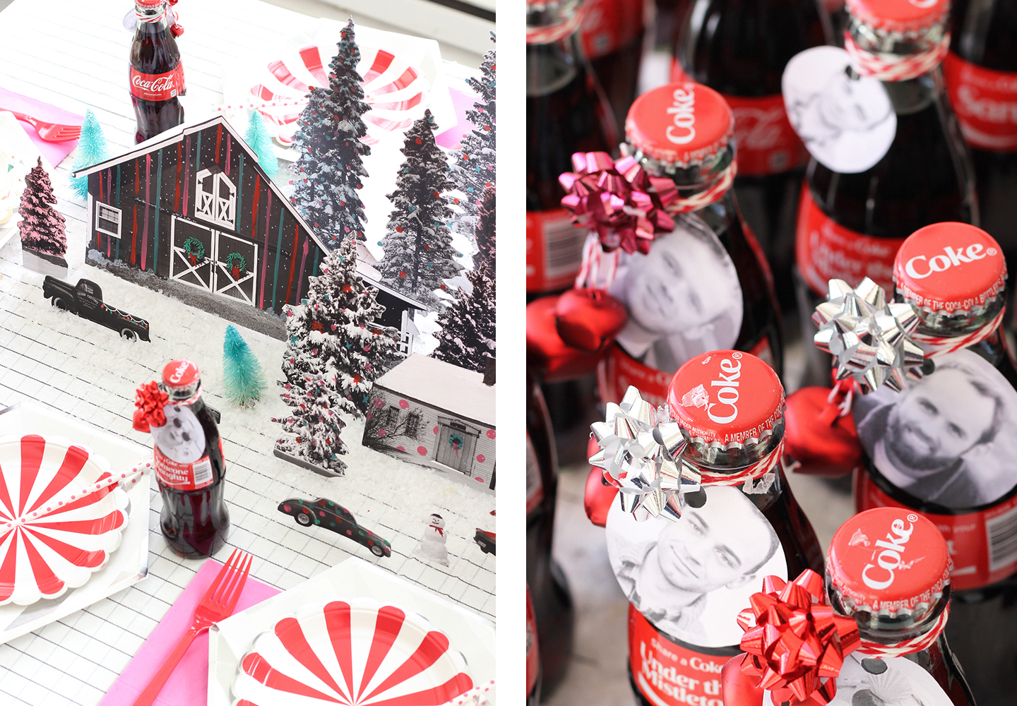 Vintage themed holiday dinner table decor.