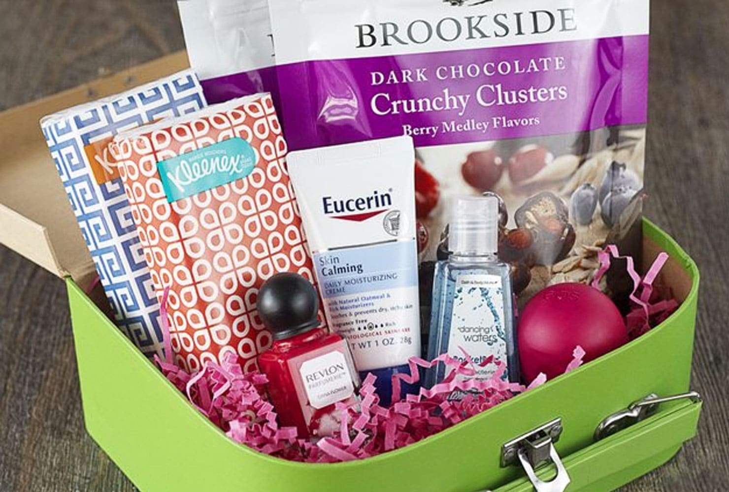 Travel kit with snacks, tissues and care products