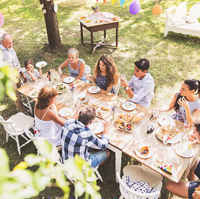 family eating together at a 50th birthday
