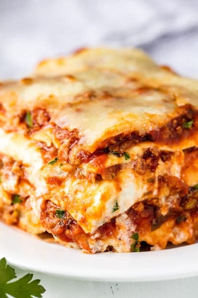 a lasagna dish on a plate