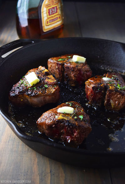 Skillet prepared lamb loins