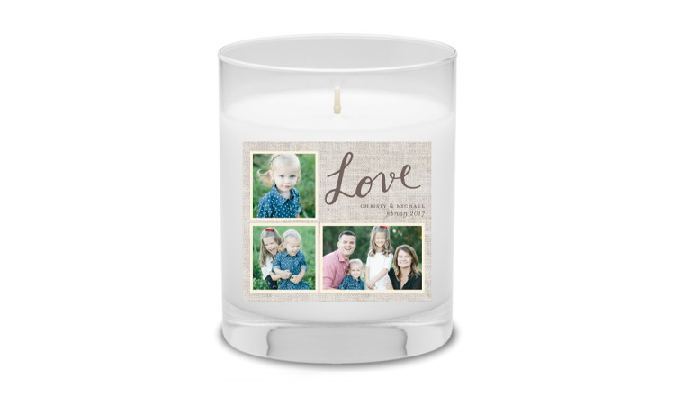 burlap photo candle anniversary gift