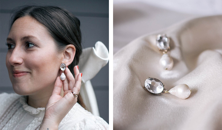 diamond and pearl drop earrings