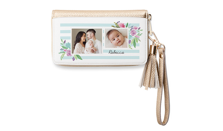 floral photo wristlet