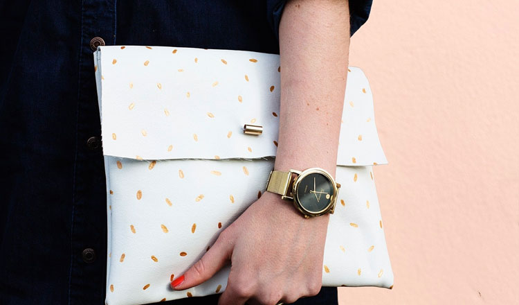 handmade leather clutch