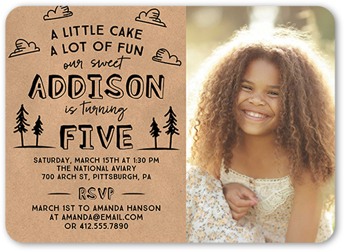 a brown nature themes birthday card with perfect birthday invitation wording for kids