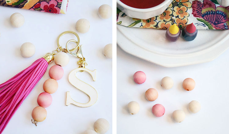 wood bead keychain