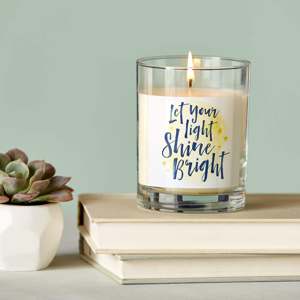 A Custom candle on a desk as an option for a birthday party favor for kids