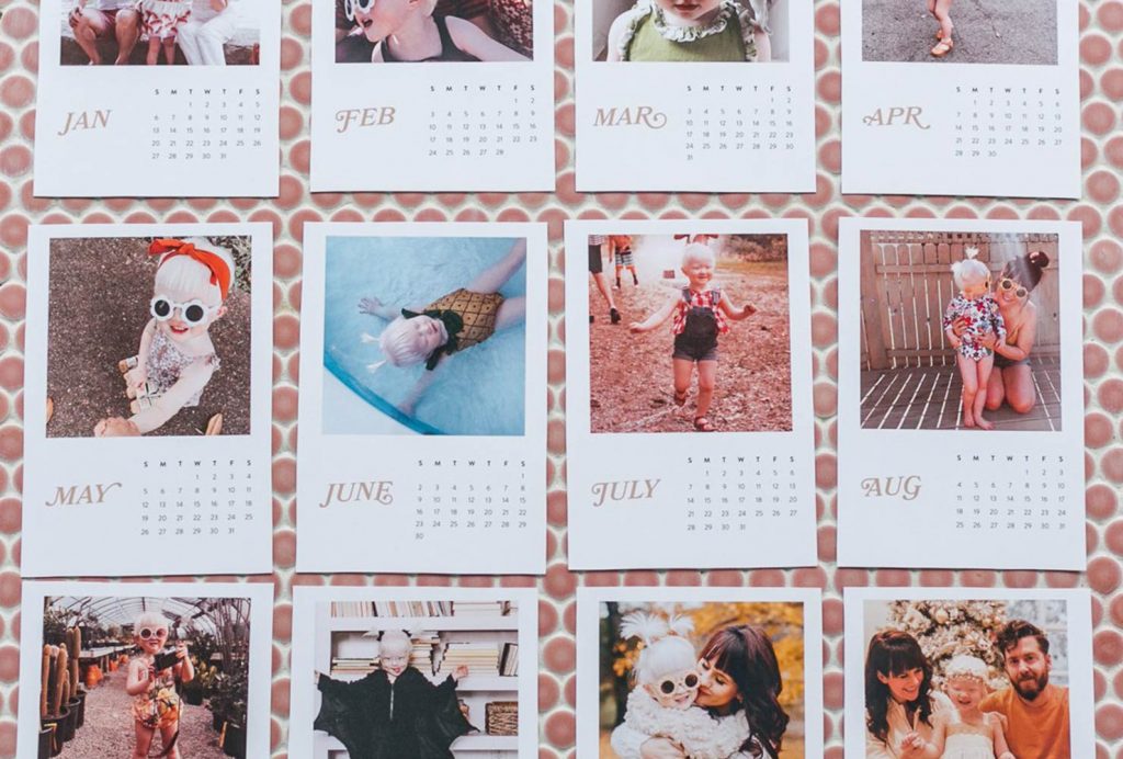 A family calendar and design layout on display.