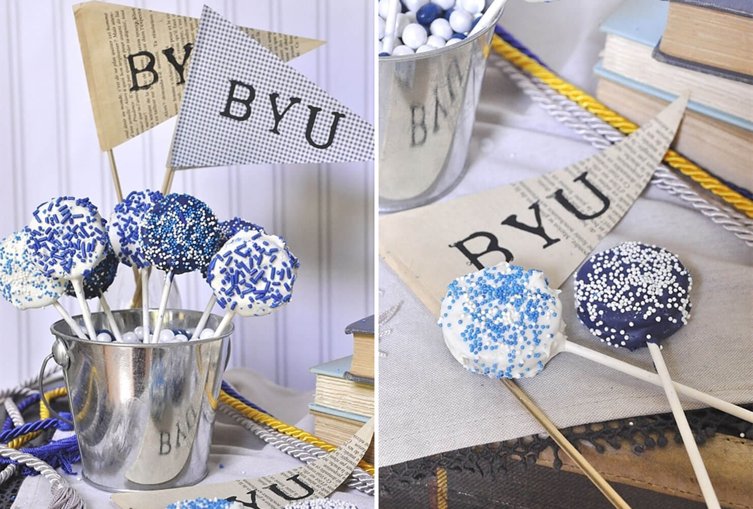 graduation centerpieces cake pop pail