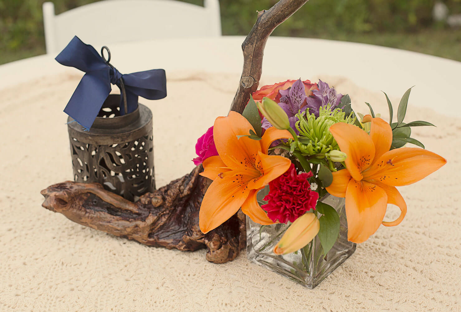 graduation centerpieces tropical floral arrangement