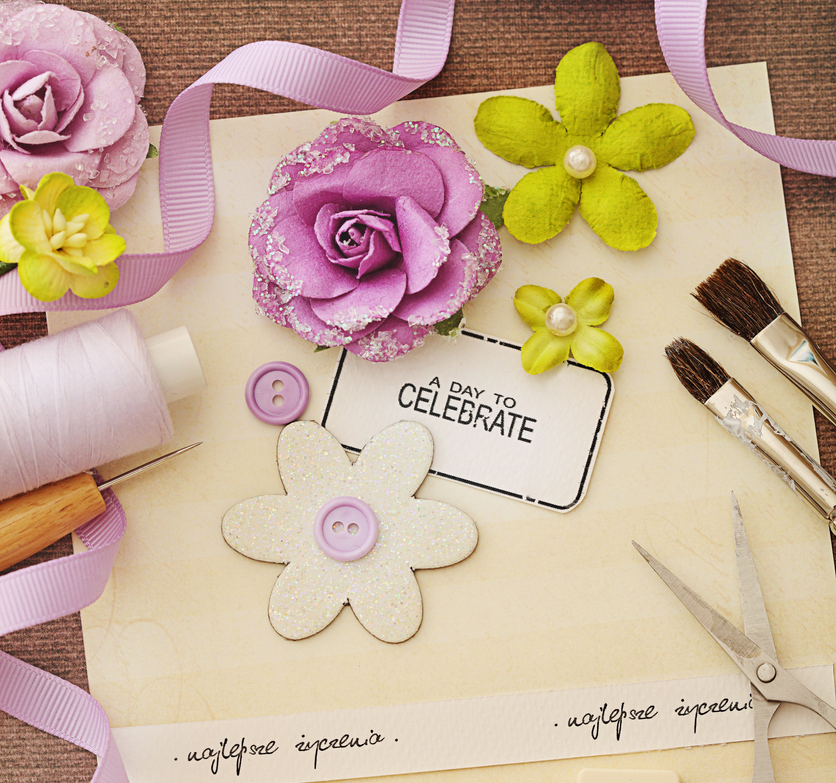 Making of scrapbook greeting card.