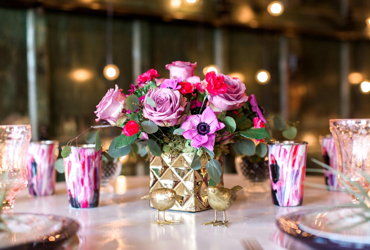 pink and black wedding creative decor