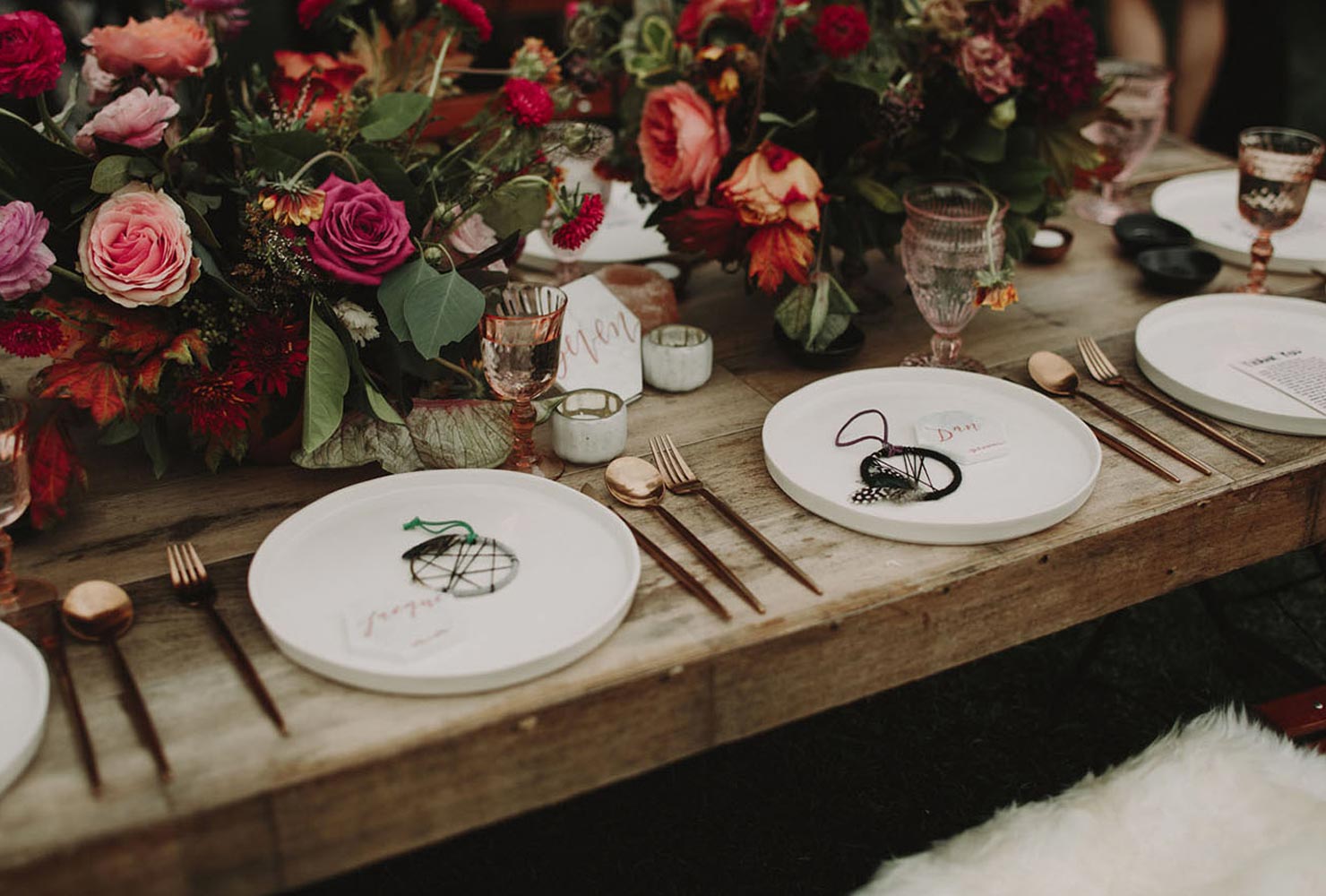 pink and black wedding dreamy place cards