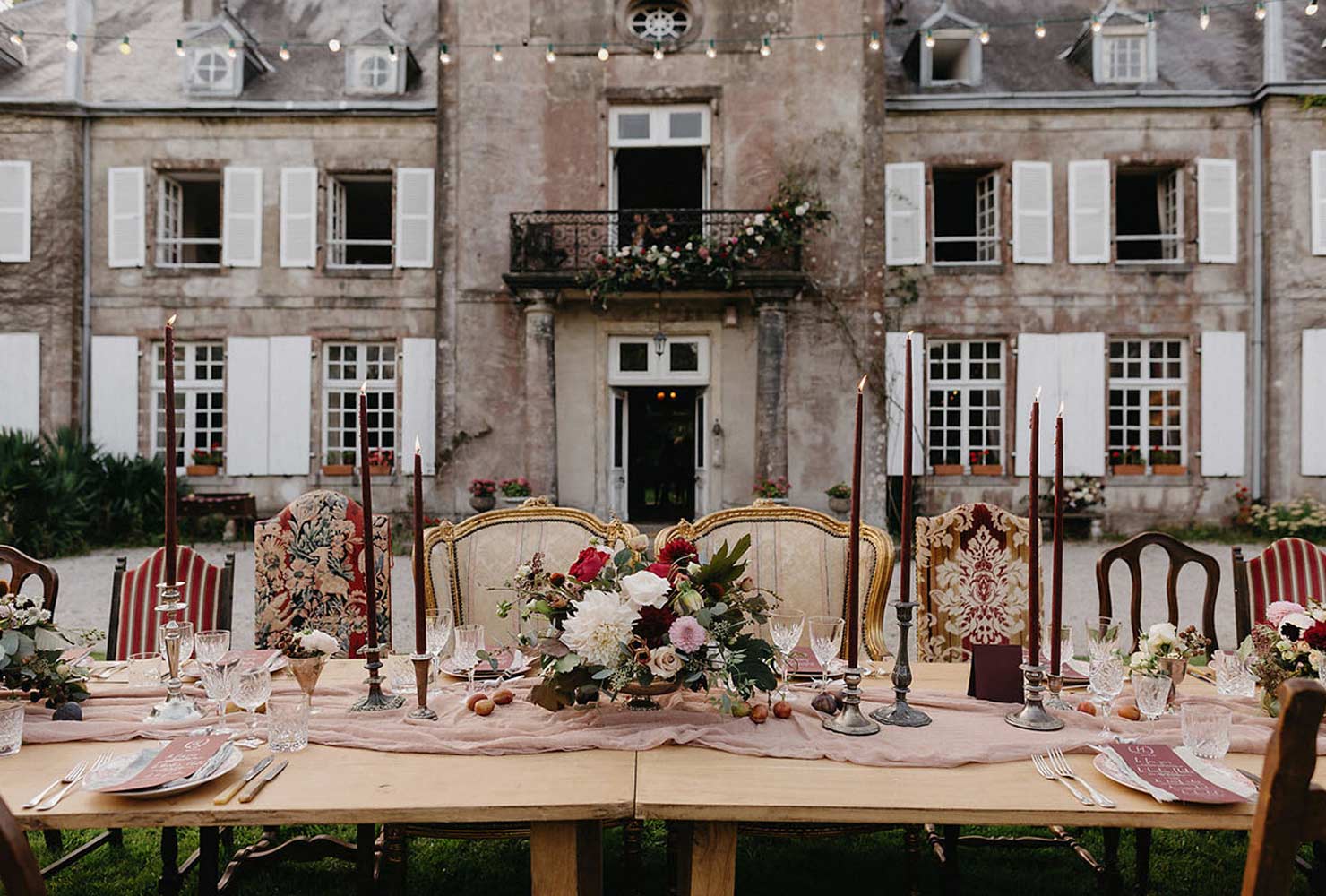 pink and black wedding elegant estate