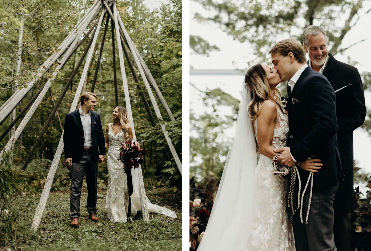 pink and black wedding escape to the trees
