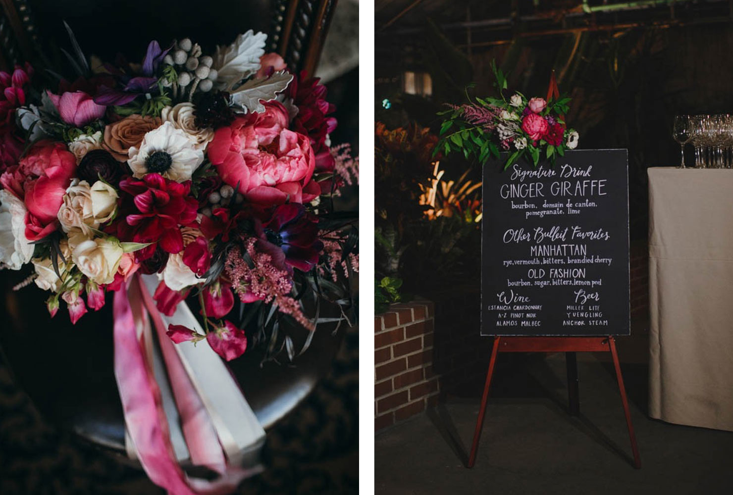 pink and black wedding joyful jewel tones
