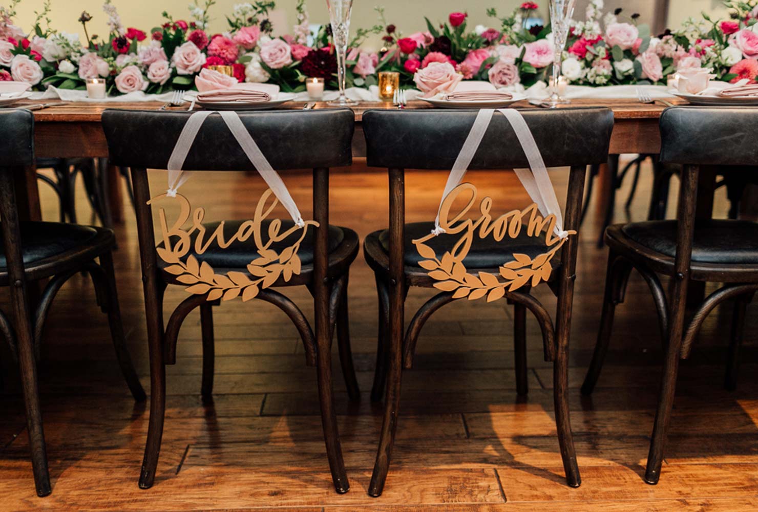 pink and black wedding mark your seat