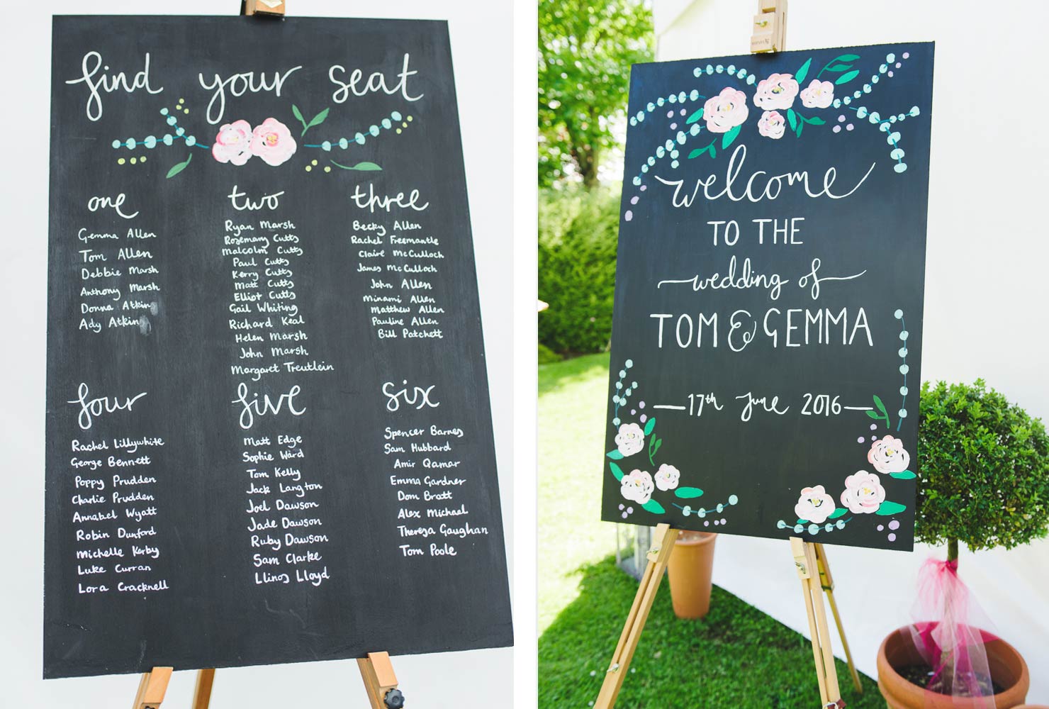 pink and black wedding seasonal signs