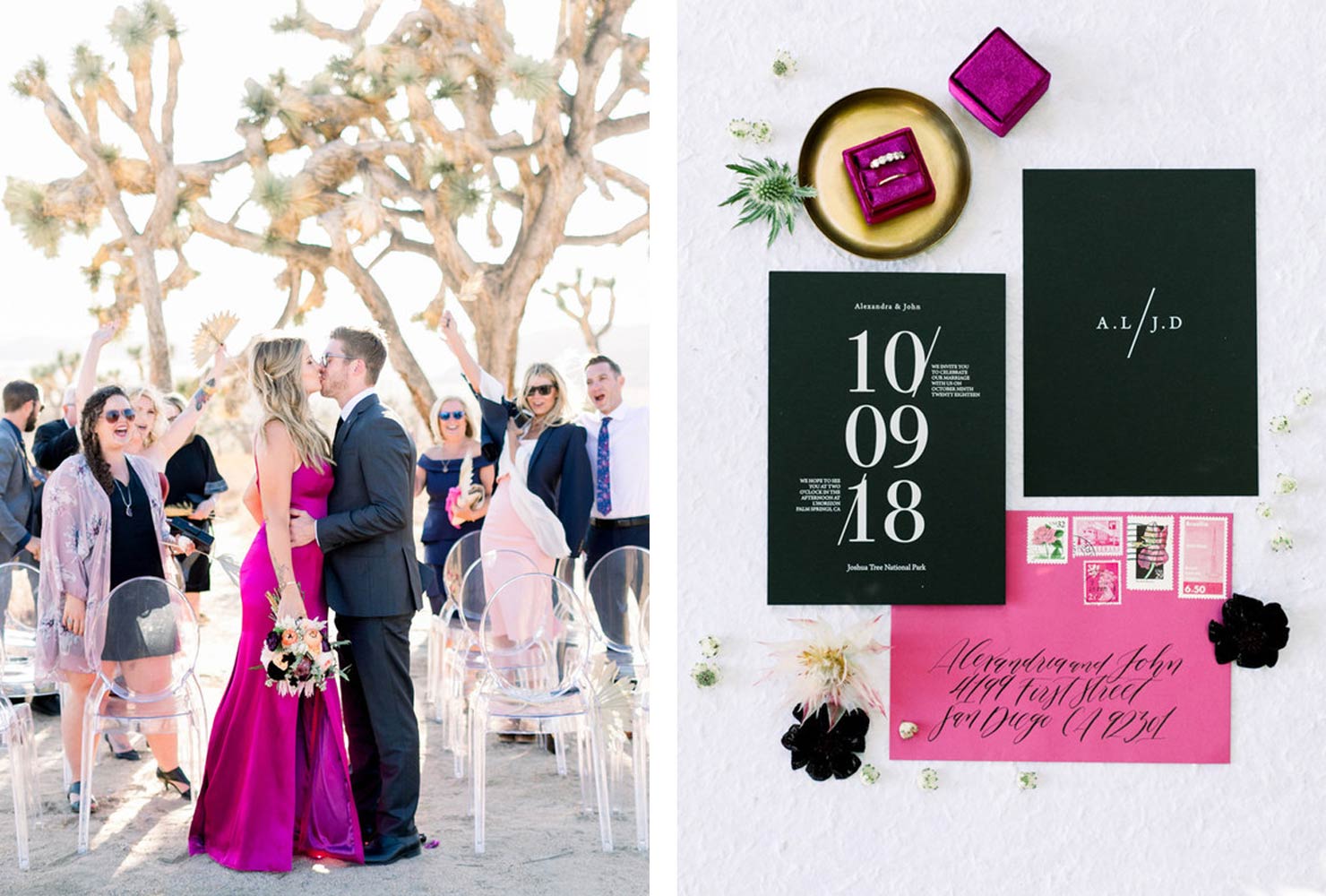 pink and black wedding shine bright