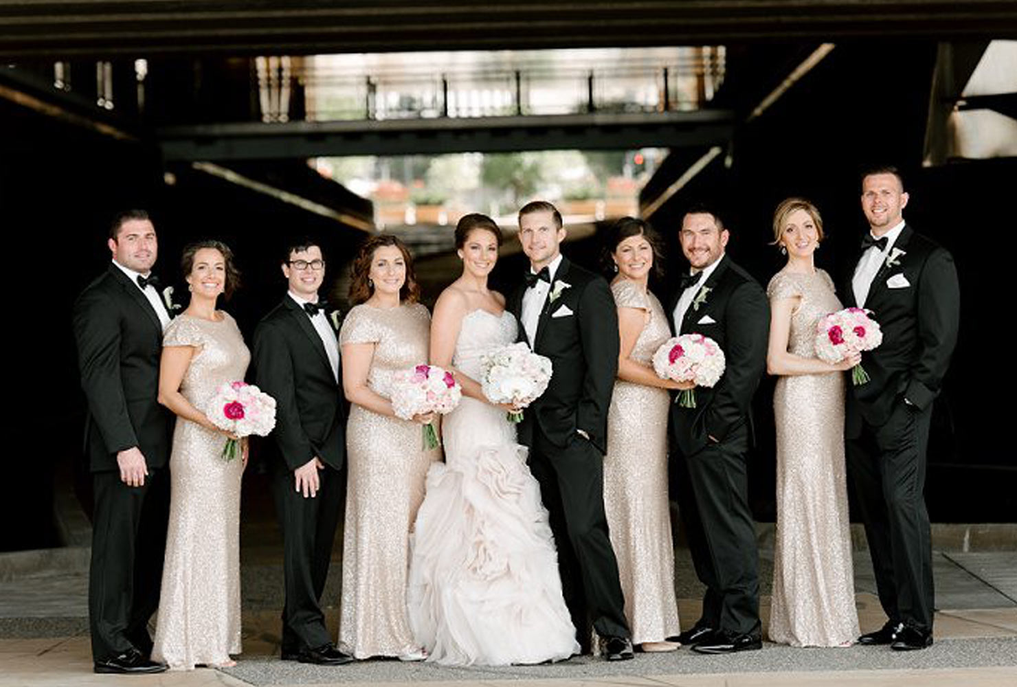 pink and black wedding springtime black tie