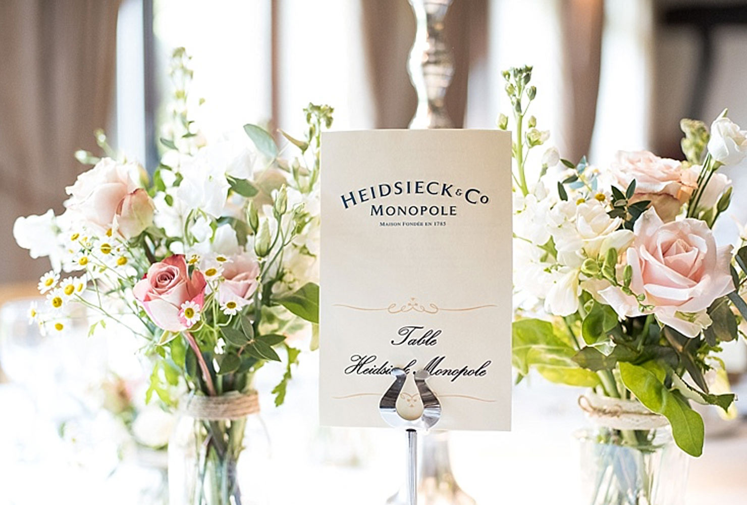 pink and black wedding styled centerpieces