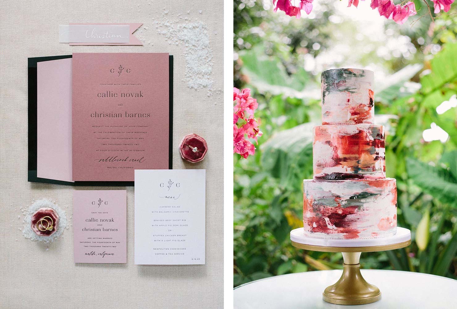 pink and black wedding velvet pink