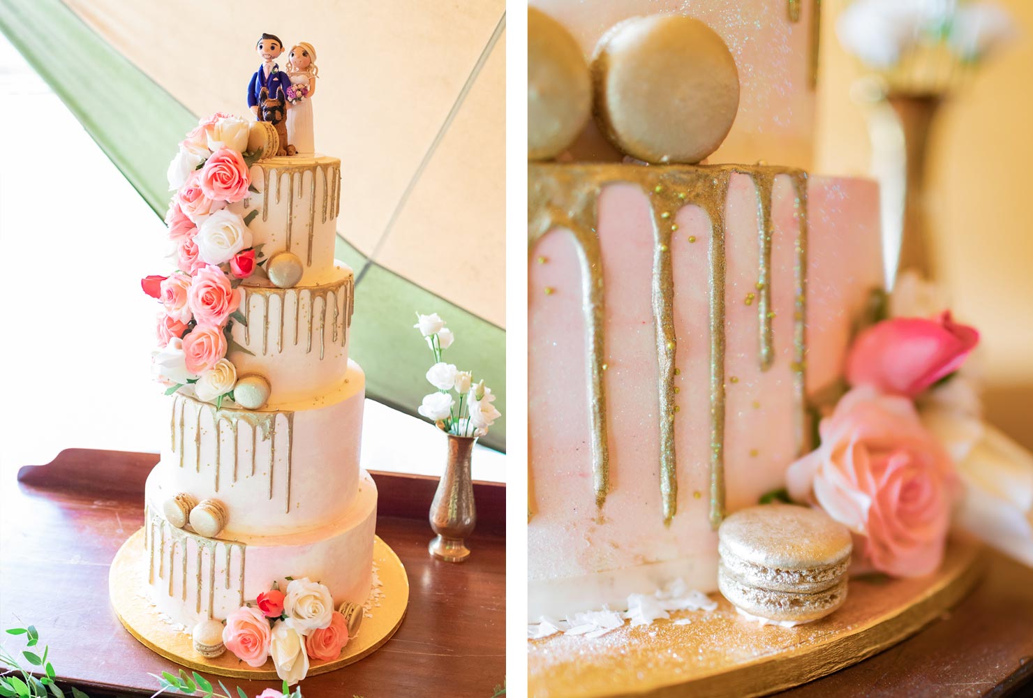 pink and gold wedding cascade of gold
