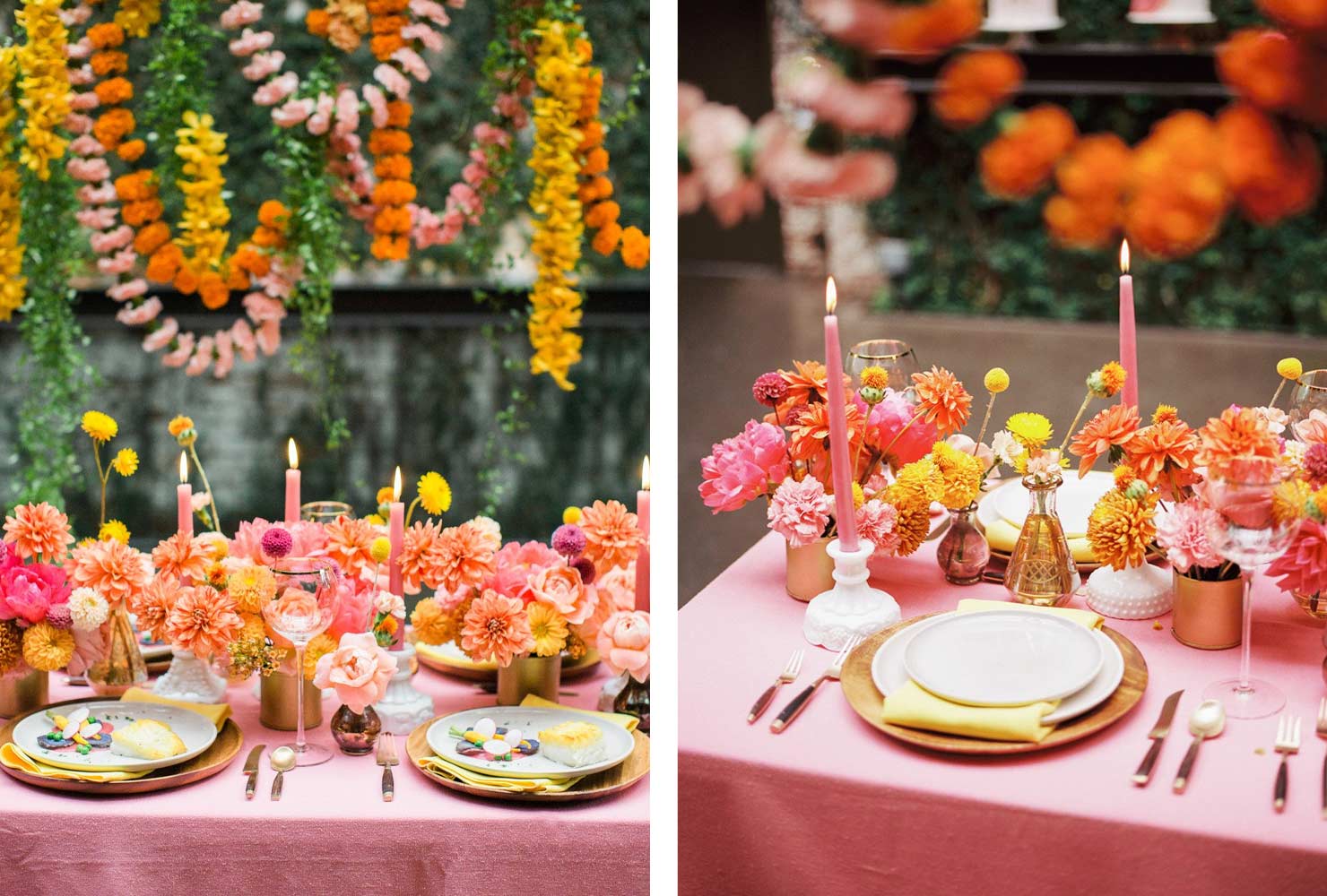pink and gold wedding celebratory citrus