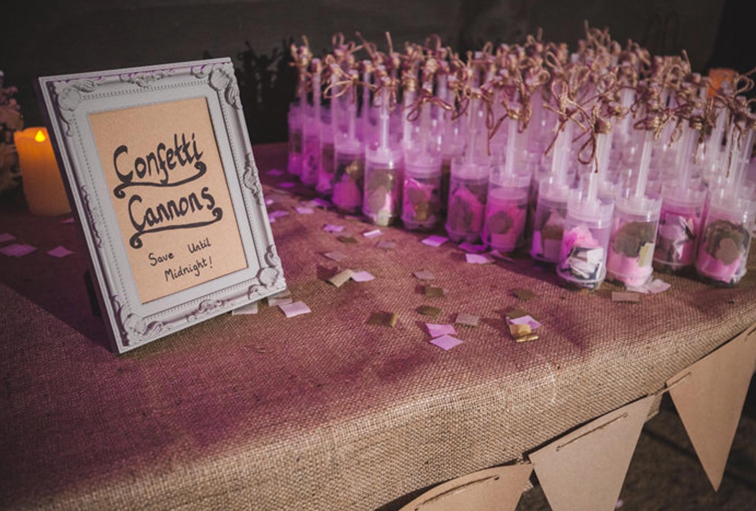 pink and gold wedding confetti send off