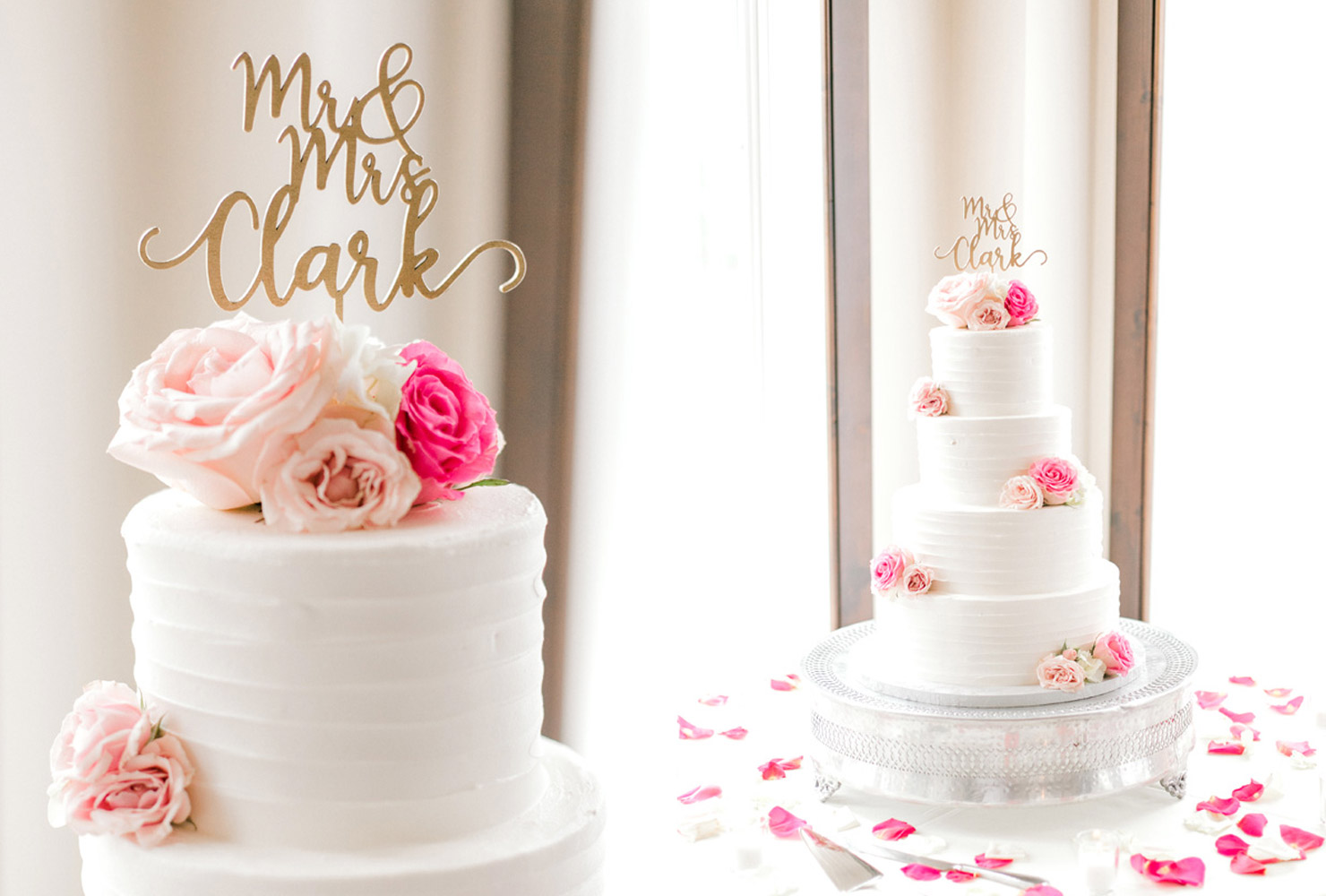 pink and gold wedding crown the cake