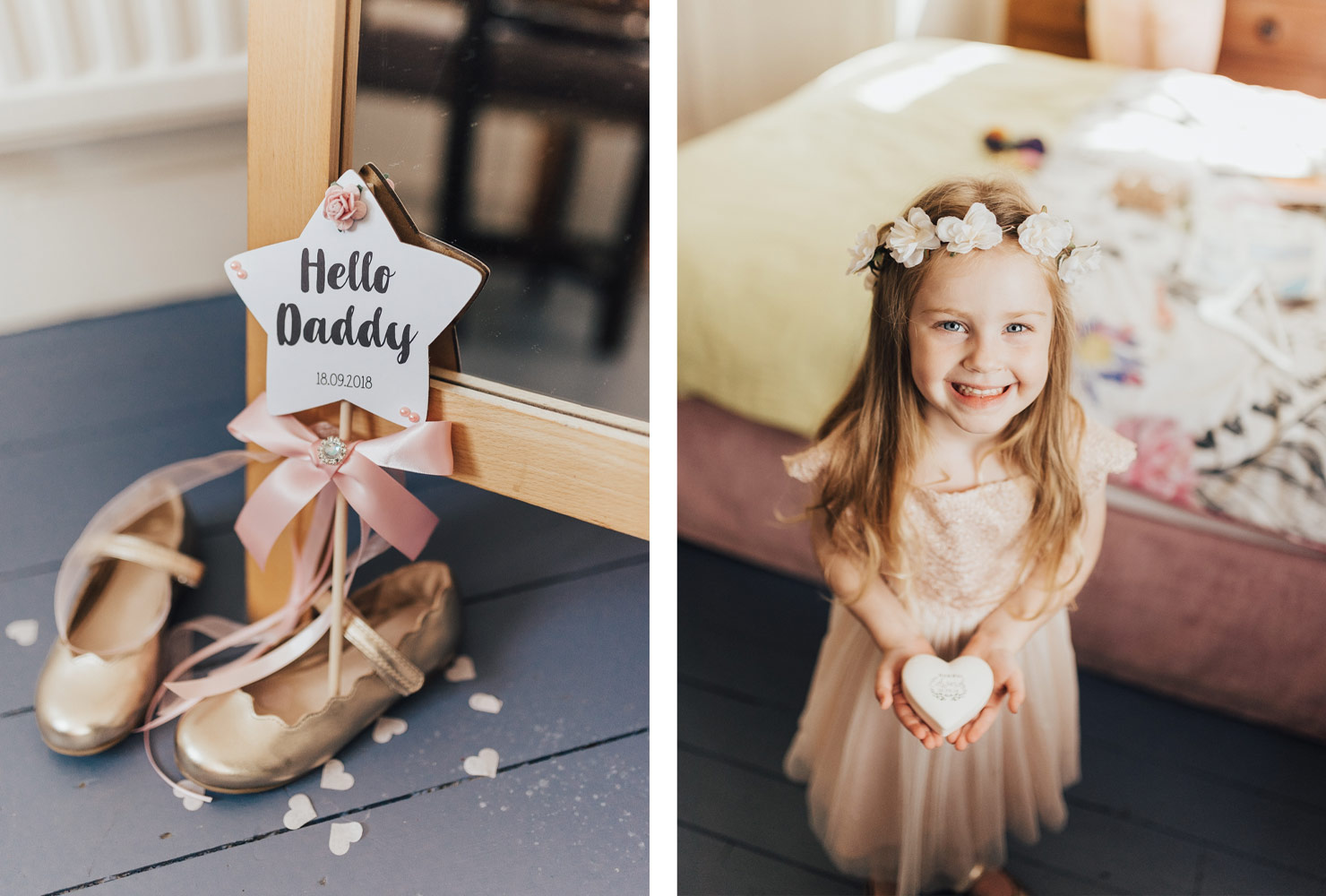 pink and gold wedding flower fairy