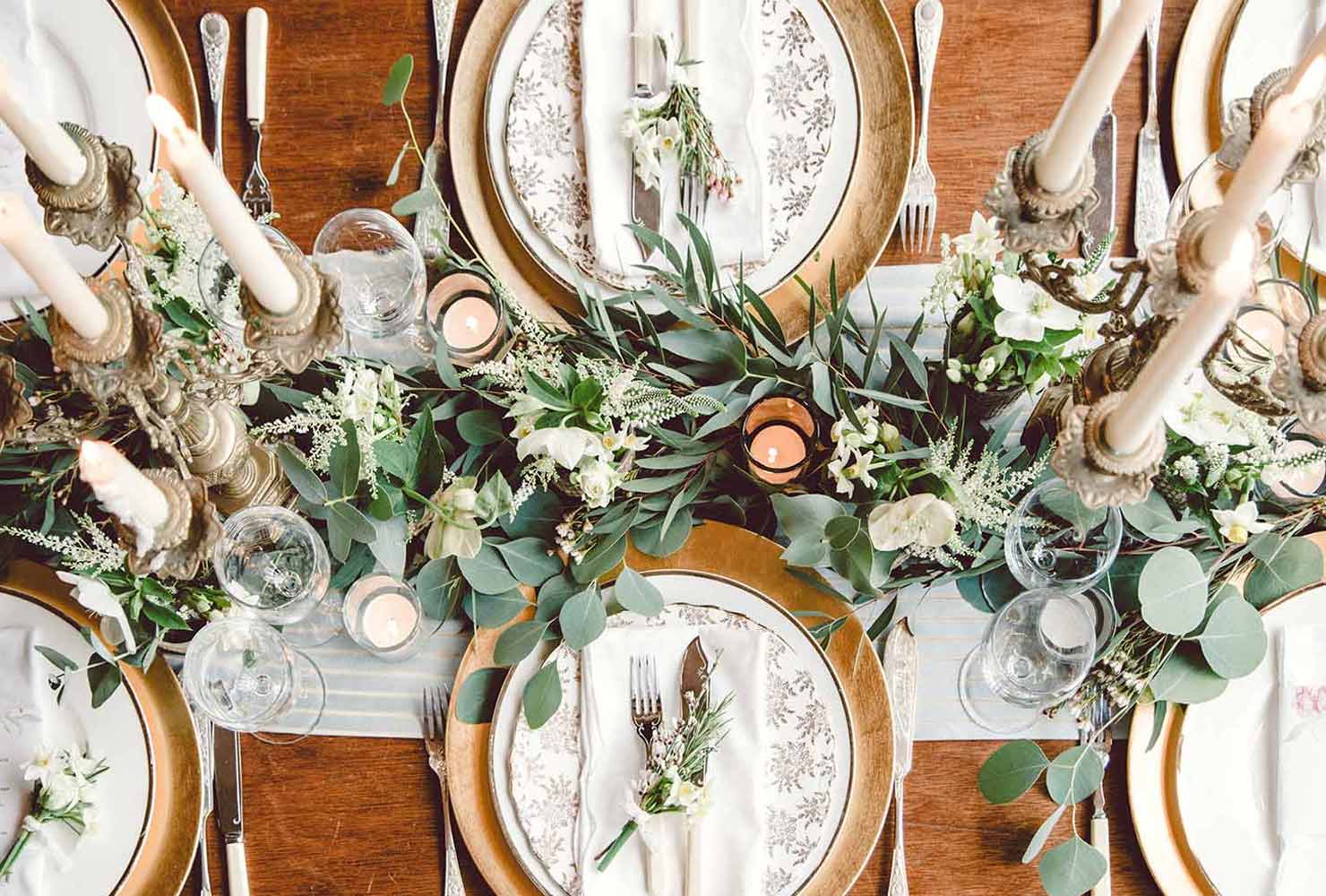 pink and gold wedding grander greens