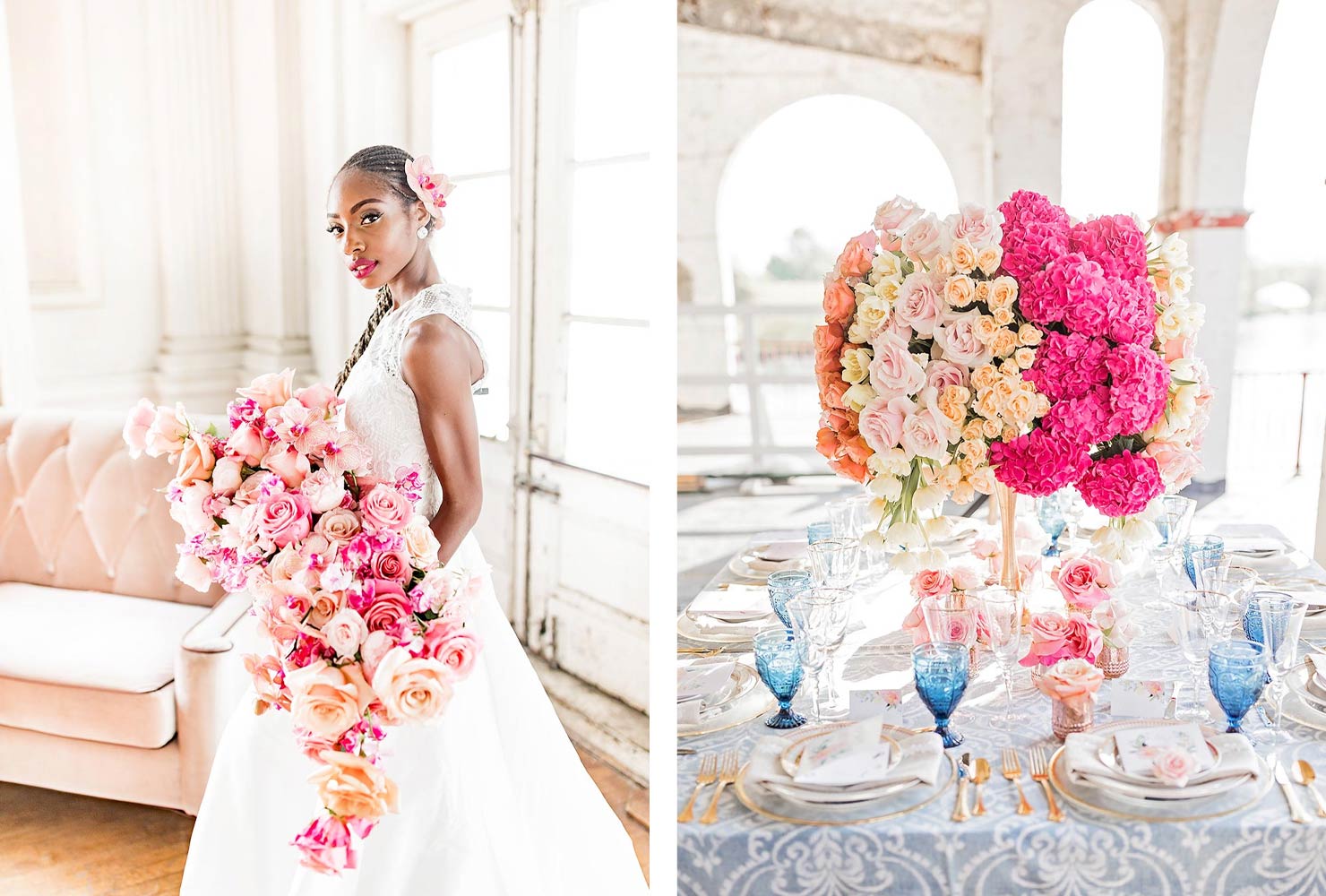 pink and gold wedding lavish lustre