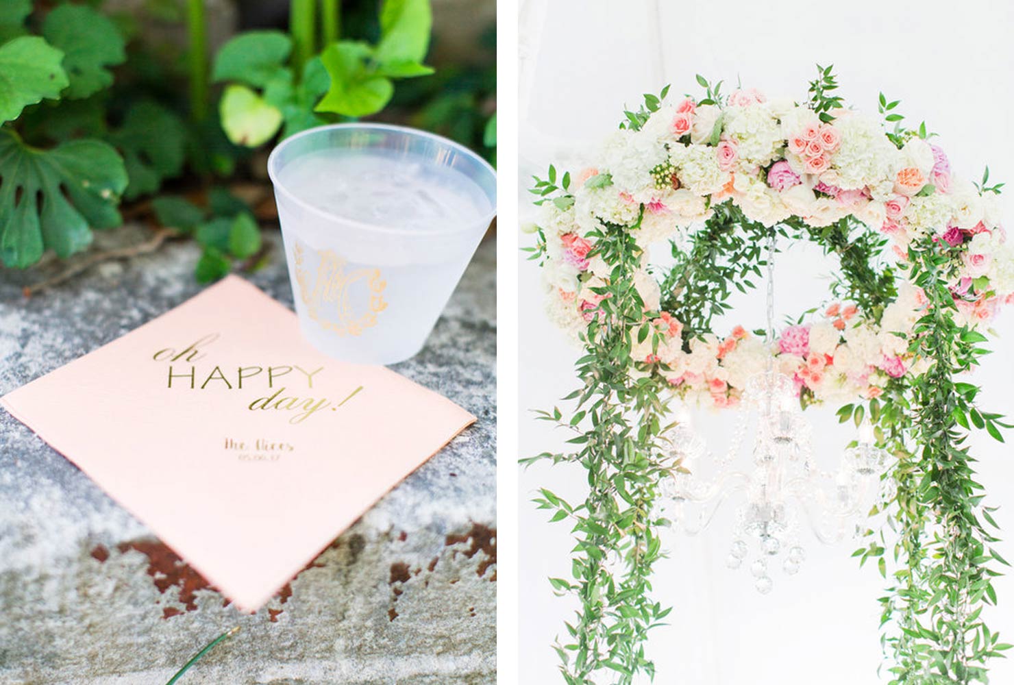 pink and gold wedding lustrous decor
