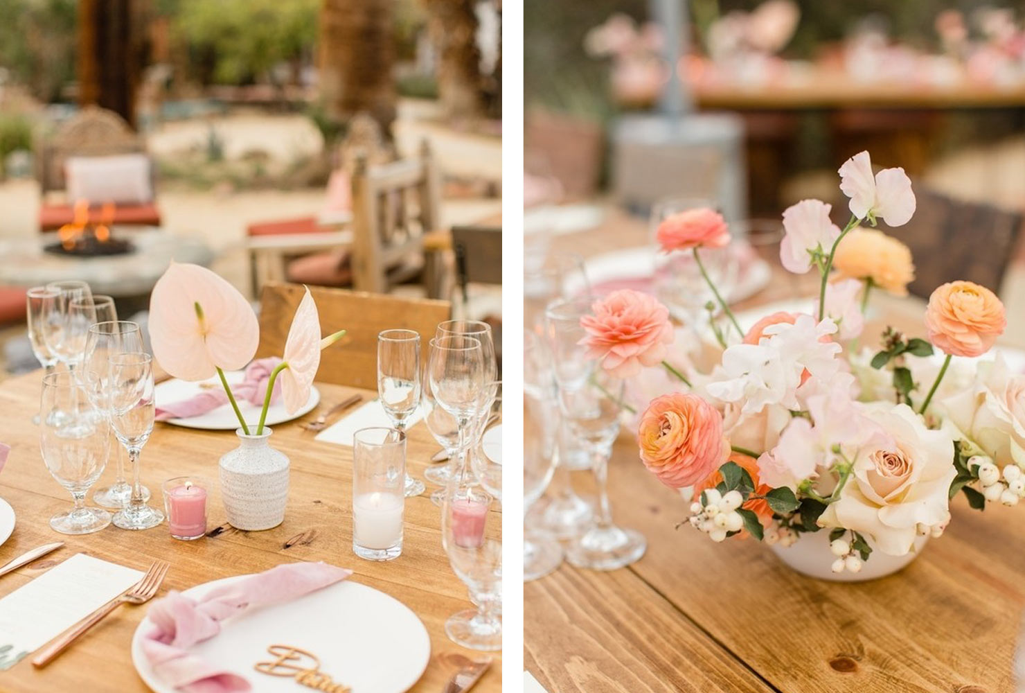 pink and gold wedding seasonal blooms