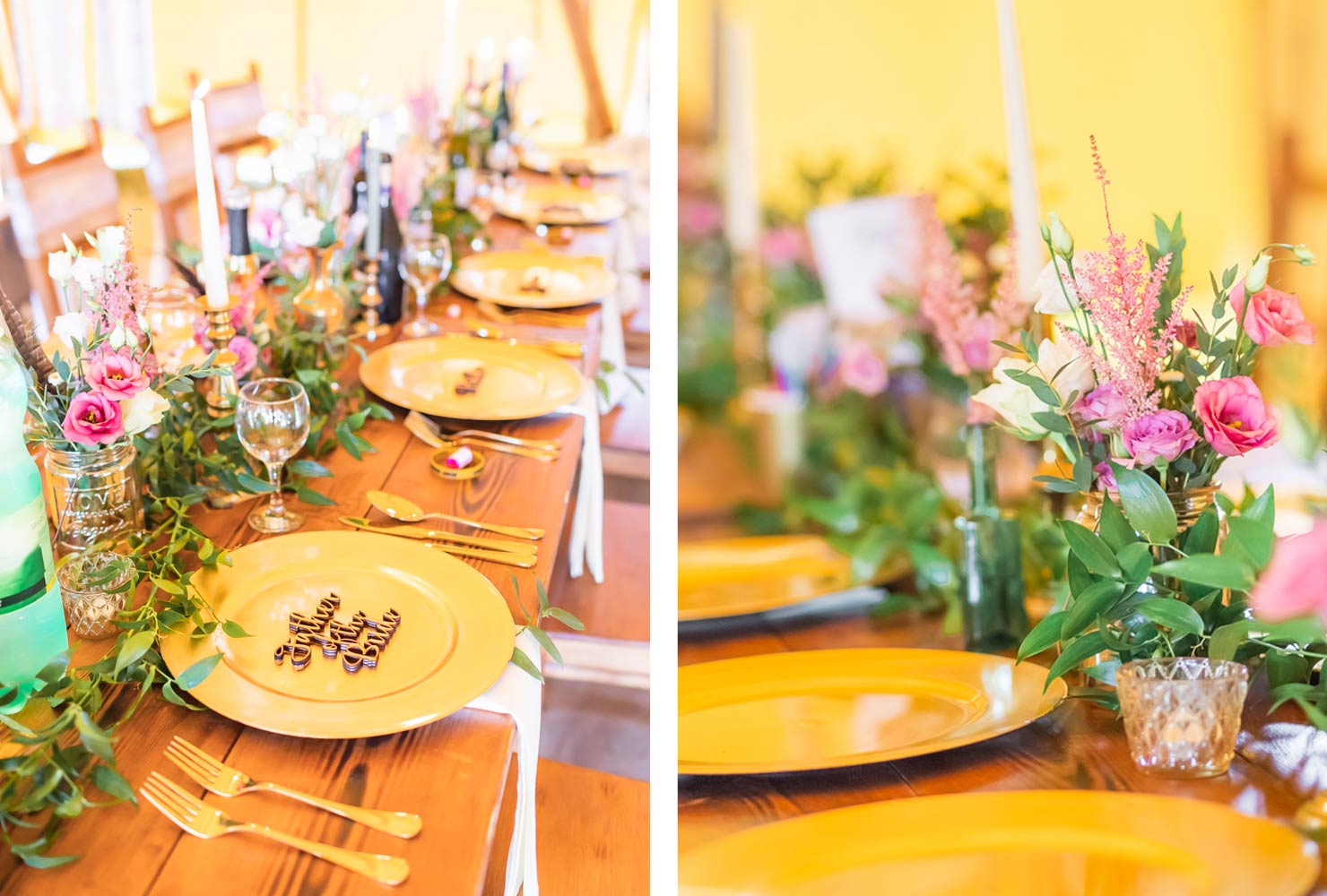 pink and gold wedding summer florals