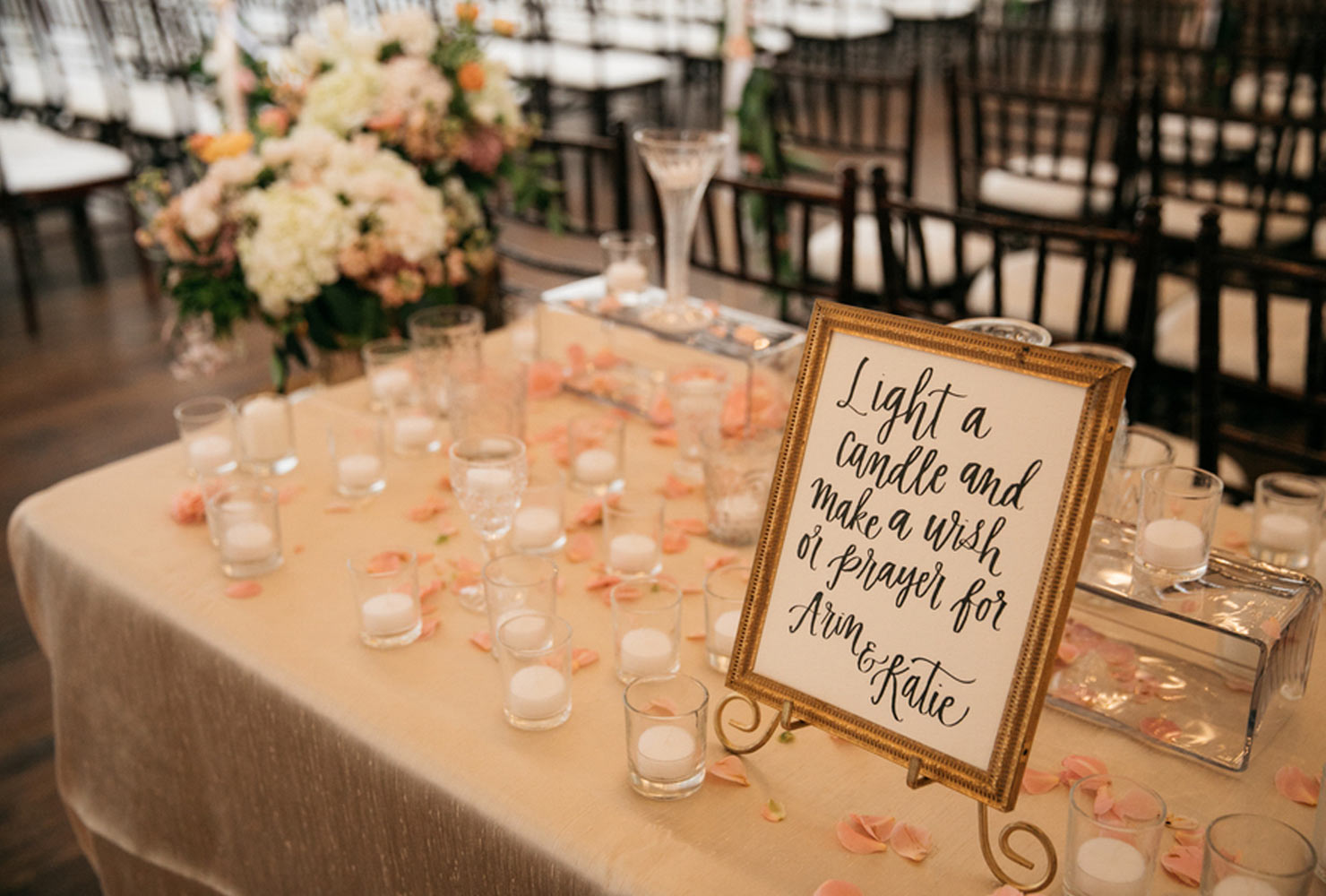 pink and gold wedding wish and a prayer