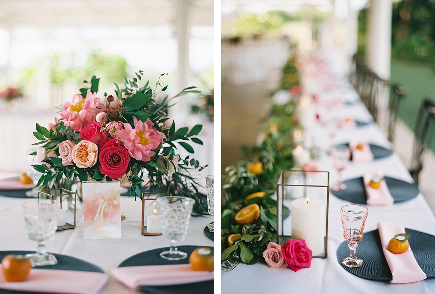 wedding place card ideas citrus tablescape