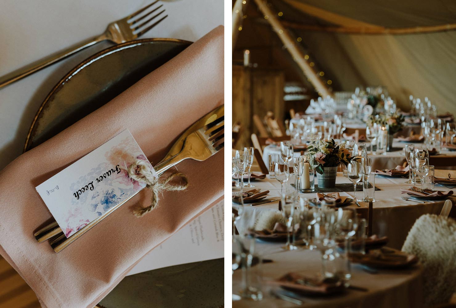 wedding place card ideas flowers and twine