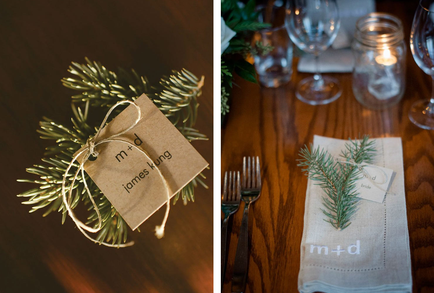 wedding place card ideas winter details
