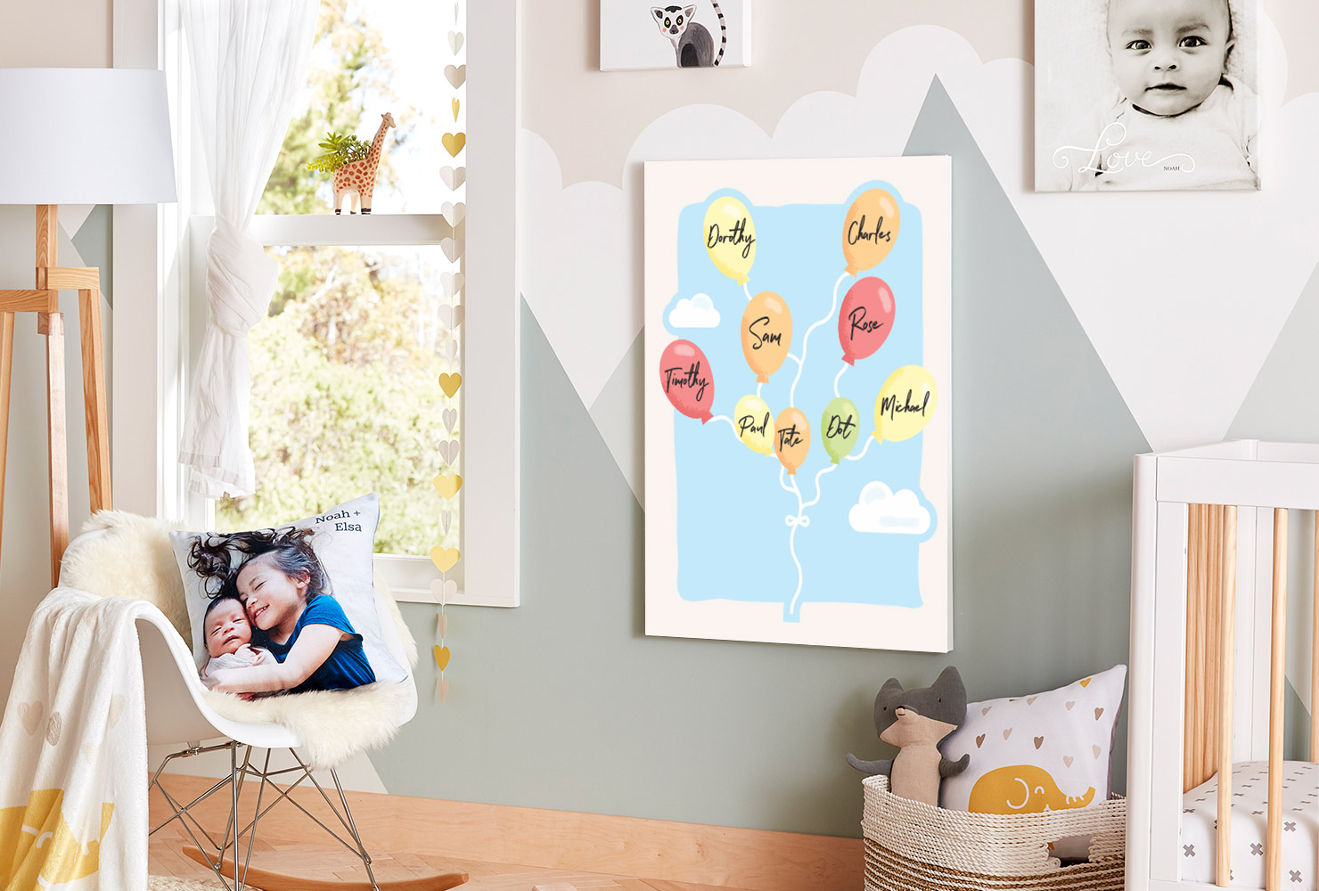 Balloon canvas in a nursery.