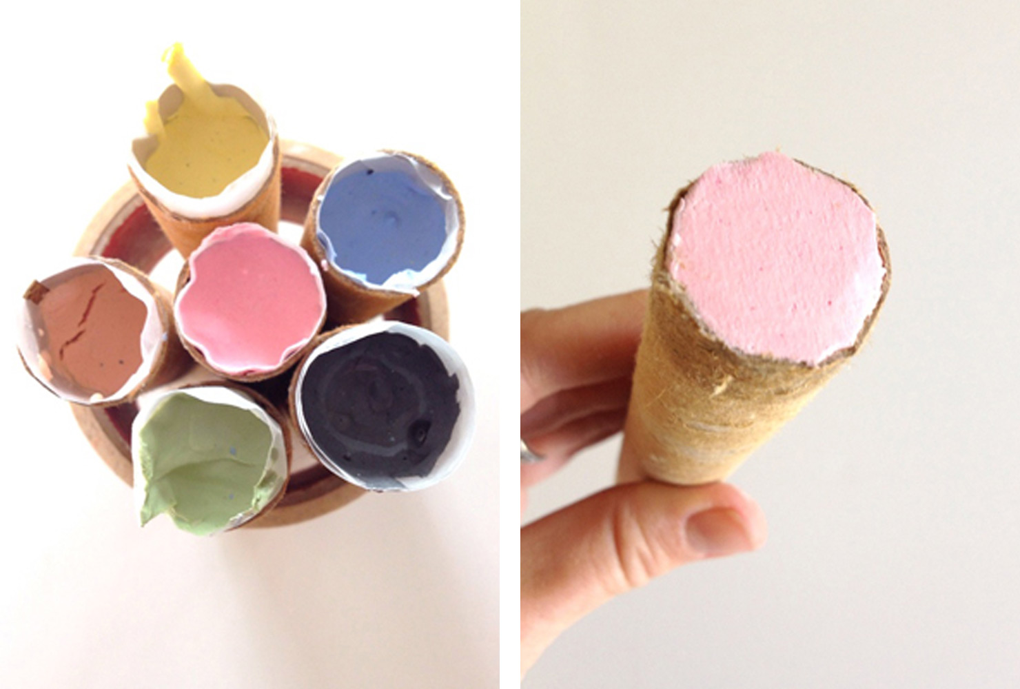 Ice cream cone shaped sidewalk chalk.
