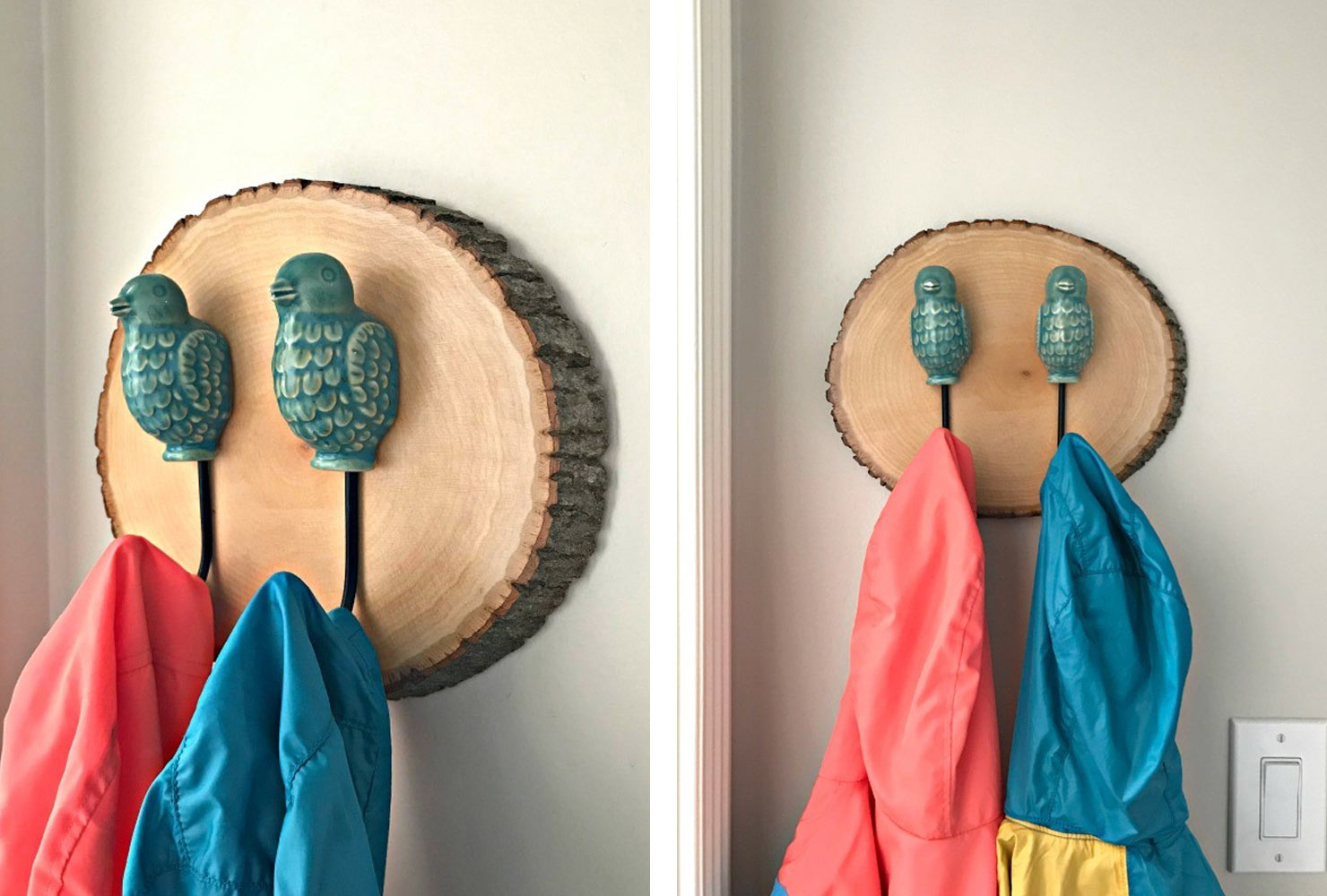 Wood coat hanger.